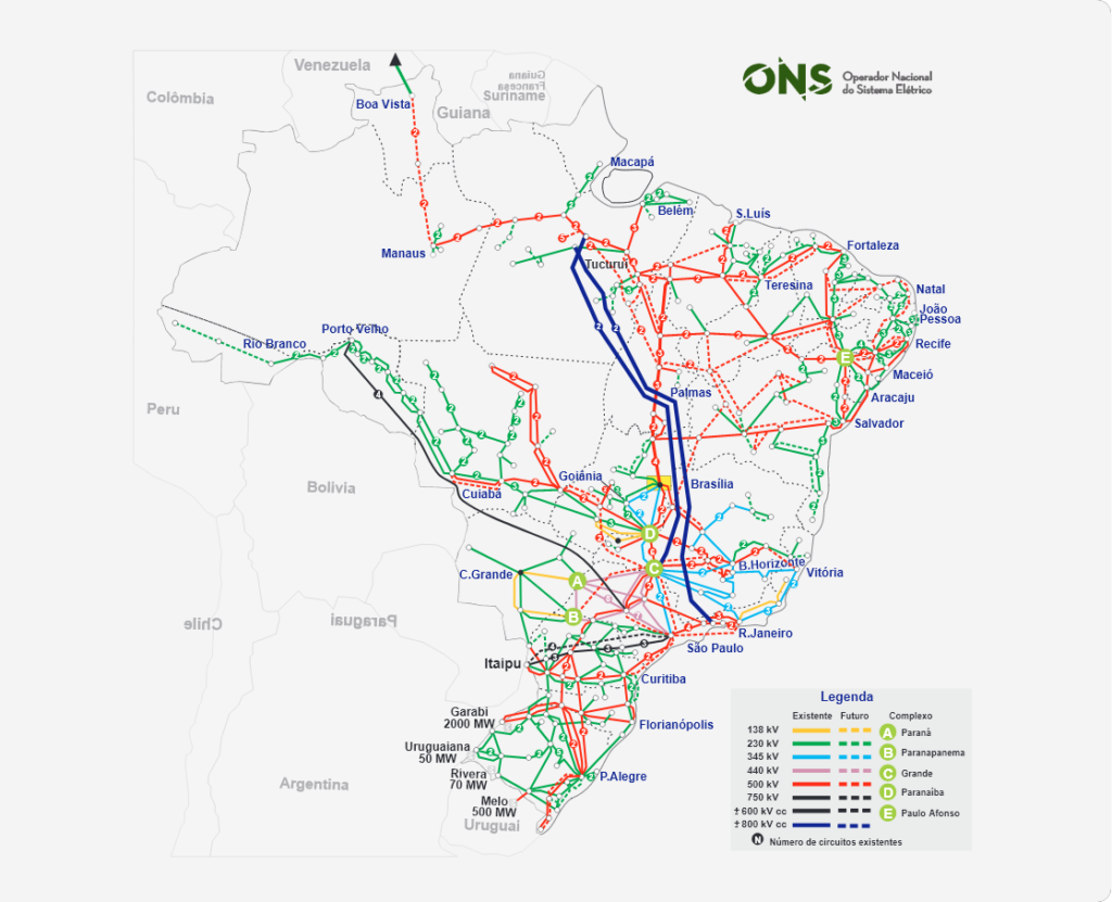 Mapa do Sistema Interligado Nacional